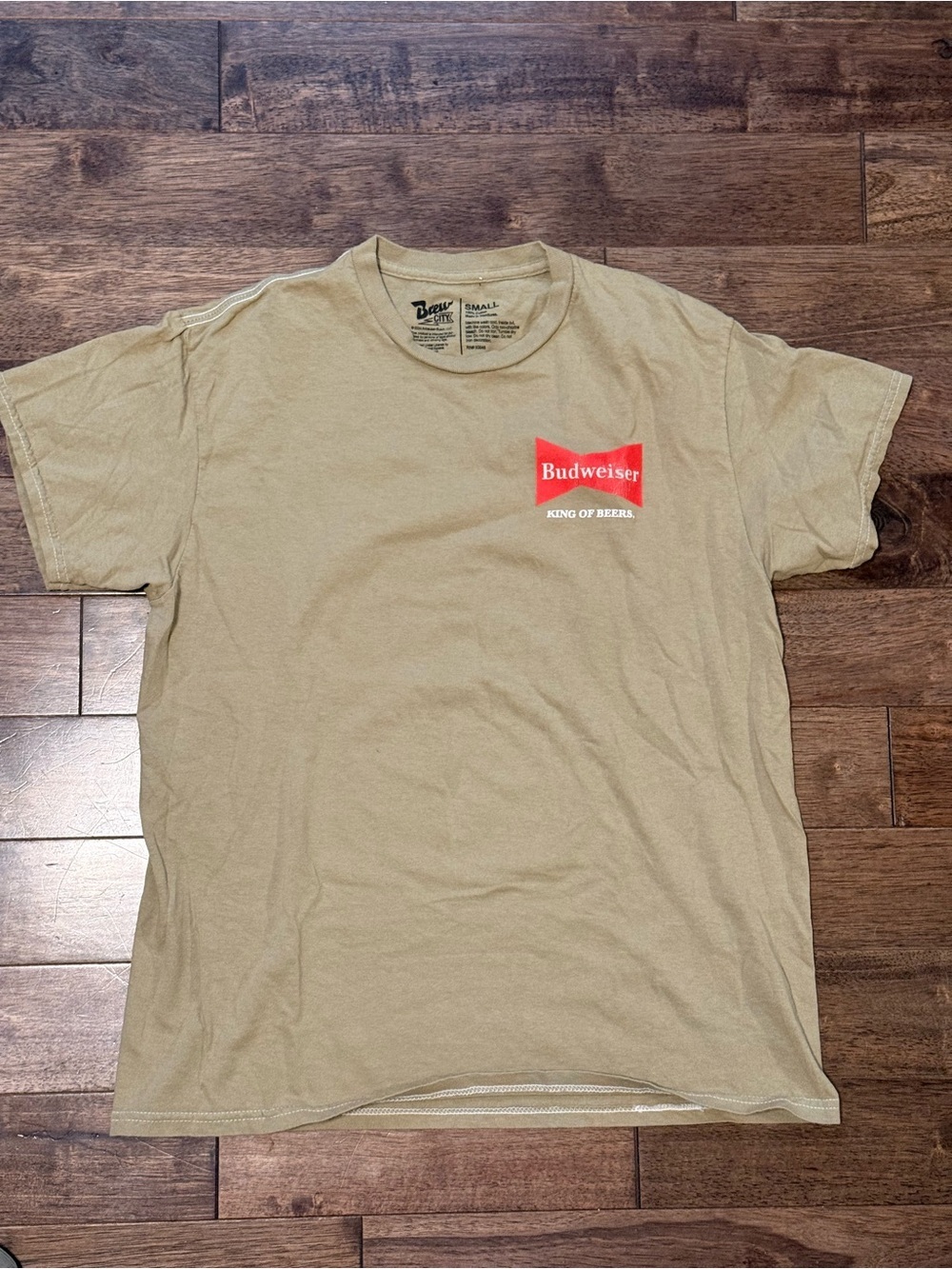 Budweiser King of Beers Bowling Graphic T-Shirt Tan Small Brew City